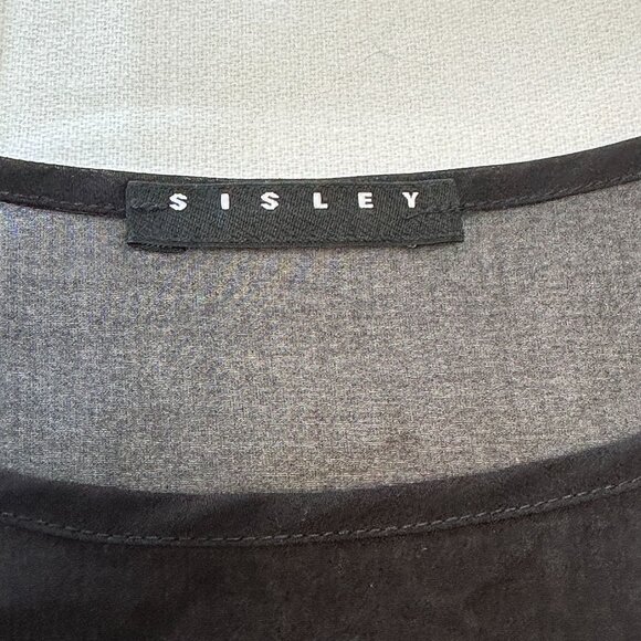 Sisley Color Block Pleated Asymmetrical Midi Dress Black US Size 8 Lined - Picture 5 of 15